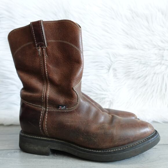 Justin 4760 Conductor 10" Work Cowboy Pull-On Round Toe Boots Men's size 11D - Picture 1 of 11
